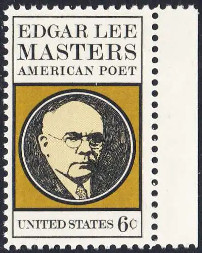 USA Michel 1007 / Scott 1405 postfrisch EINZELMARKE RAND rechts - Edgar Lee Masters, Dichter 
