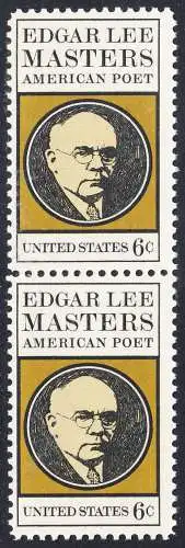 USA Michel 1007 / Scott 1405 postfrisch vert.PAAR - Edgar Lee Masters, Dichter 