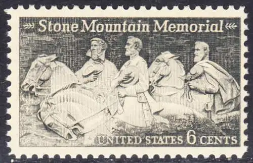 USA Michel 1010 / Scott 1408 postfrisch EINZELMARKE (a2) - Nationales Monumentalrelief in Stone Mountain, GA; Robert E. Lee, Jefferson Davis, „Stonewall“ Jackson