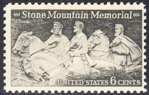 USA Michel 1010 / Scott 1408 postfrisch EINZELMARKE (a3) - Nationales Monumentalrelief in Stone Mountain, GA; Robert E. Lee, Jefferson Davis, „Stonewall“ Jackson