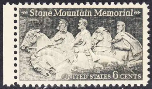 USA Michel 1010 / Scott 1408 postfrisch EINZELMARKE RAND links (a2) - Nationales Monumentalrelief in Stone Mountain, GA; Robert E. Lee, Jefferson Davis, „Stonewall“ Jackson