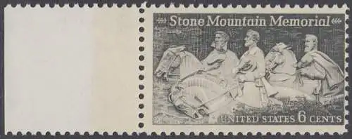 USA Michel 1010 / Scott 1408 postfrisch EINZELMARKE RAND links (a3) - Nationales Monumentalrelief in Stone Mountain, GA; Robert E. Lee, Jefferson Davis, „Stonewall“ Jackson