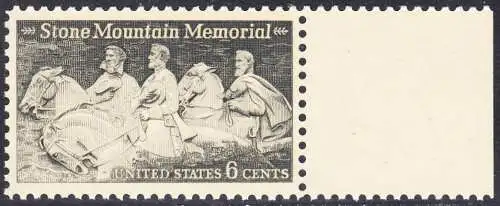 USA Michel 1010 / Scott 1408 postfrisch EINZELMARKE RAND rechts (a1) - Nationales Monumentalrelief in Stone Mountain, GA; Robert E. Lee, Jefferson Davis, „Stonewall“ Jackson