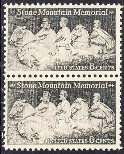 USA Michel 1010 / Scott 1408 postfrisch vert.PAAR - Nationales Monumentalrelief in Stone Mountain, GA; Robert E. Lee, Jefferson Davis, „Stonewall“ Jackson