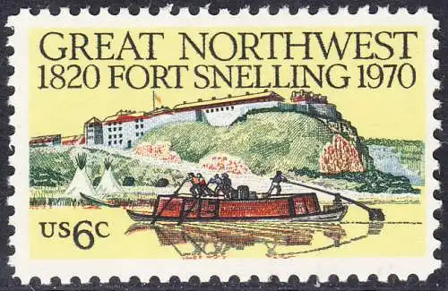 USA Michel 1011 / Scott 1409 postfrisch EINZELMARKE (a2) - Fort Snelling, Minnesota.; altes Flussboot