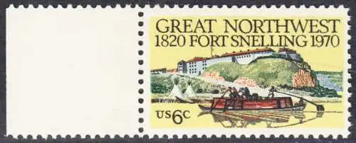 USA Michel 1011 / Scott 1409 postfrisch EINZELMARKE RAND links (a2) - Fort Snelling, Minnesota.; altes Flussboot