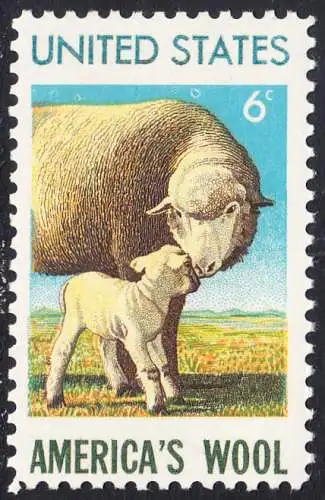 USA Michel 1025 / Scott 1423 postfrisch EINZELMARKE (a3) - 450. Jahrestag der Einfuhr von Schafen: Beginn der Wollindustrie; Mutterschaf mir Lamm