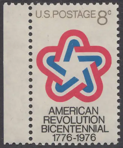 USA Michel 1043 / Scott 1432 postfrisch EINZELMARKE RAND links (Gumm.beeintr.) - 200 Jahre Unabhängigkeit der Vereinigten Staaten von Amerika (1976)