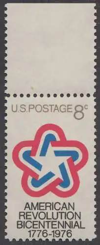 USA Michel 1043 / Scott 1432 postfrisch EINZELMARKE RAND oben (Gumm.beeintr.) - 200 Jahre Unabhängigkeit der Vereinigten Staaten von Amerika (1976)