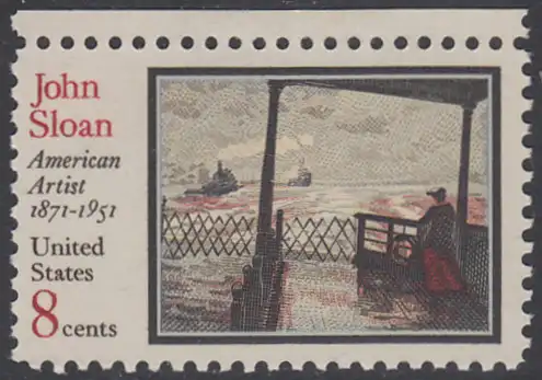 USA Michel 1045 / Scott 1433 postfrisch EINZELMARKE RAND oben (Gumm.beeint.) - John Sloan, Maler