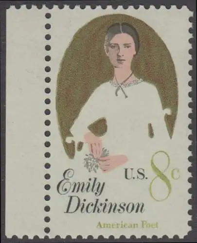 USA Michel 1048 / Scott 1436 postfrisch EINZELMARKE RAND links (Gumm.beeintr.) - Emily E. Dickinson (1830-1886), Dichterin
