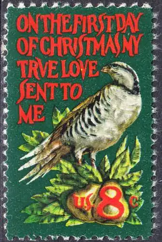 USA Michel 1056 / Scott 1445 postfrisch EINZELMARKE (a1) - Weihnachten: Das Rebhuhn auf dem Birnbaum, altenglische Ballade