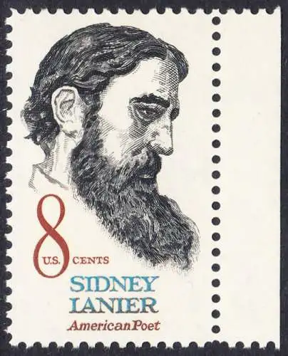 USA Michel 1058 / Scott 1446 postfrisch EINZELMARKE RAND rechts - Sidney Lanier, Schriftsteller, Musiker und Kritiker