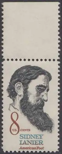 USA Michel 1058 / Scott 1446 postfrisch EINZELMARKE RAND oben (Gumm.beeintr.) - Sidney Lanier, Schriftsteller, Musiker und Kritiker