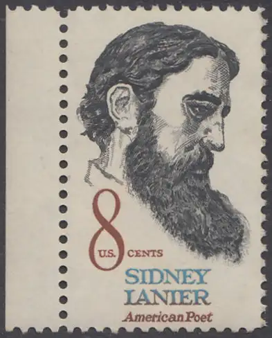 USA Michel 1058 / Scott 1446 postfrisch EINZELMARKE RAND links (Gumm.beeintr.) - Sidney Lanier, Schriftsteller, Musiker und Kritiker