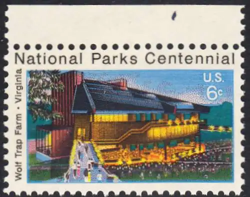 USA Michel 1068 / Scott 1452 postfrisch EINZELMARKE RAND oben - 100 Jahre Nationalparks: Wolf Trap Farm, VA; Theater im Wolf-Trap-Farm-Nationalpark, Virginia