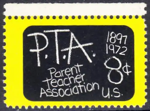 USA Michel 1078 / Scott 1463 postfrisch EINZELMARKE RAND oben - 75 Jahre Eltern-Lehrer-Vereinigung: Schultafel