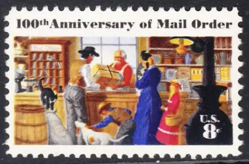 USA Michel 1083 / Scott 1468 postfrisch EINZELMARKE (a1) - 100 Jahre Postversandgeschäft; Geschäft mit Poststelle