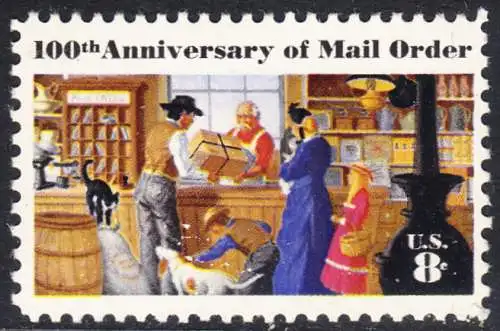 USA Michel 1083 / Scott 1468 postfrisch EINZELMARKE (a2) - 100 Jahre Postversandgeschäft; Geschäft mit Poststelle