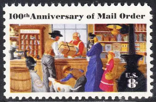 USA Michel 1083 / Scott 1468 postfrisch EINZELMARKE (a3) - 100 Jahre Postversandgeschäft; Geschäft mit Poststelle