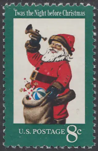 USA Michel 1087 / Scott 1472 postfrisch EINZELMARKE  (a1 / Gumm.beeintr.) - Weihnachten: Santa Claus  