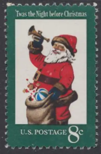 USA Michel 1087 / Scott 1472 postfrisch EINZELMARKE  (a2 / Gumm.beeintr.) - Weihnachten: Santa Claus  
