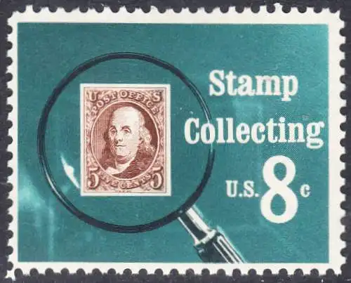 USA Michel 1090 / Scott 1474 postfrisch EINZELMARKE (a3) - Briefmarkensammeln; USA MiNr. 1 unter der Lupe