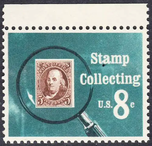 USA Michel 1090 / Scott 1474 postfrisch EINZELMARKE RAND oben (a2) - Briefmarkensammeln; USA MiNr. 1 unter der Lupe