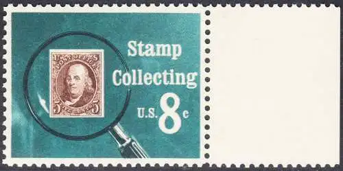 USA Michel 1090 / Scott 1474 postfrisch EINZELMARKE RAND rechts (a2) - Briefmarkensammeln; USA MiNr. 1 unter der Lupe