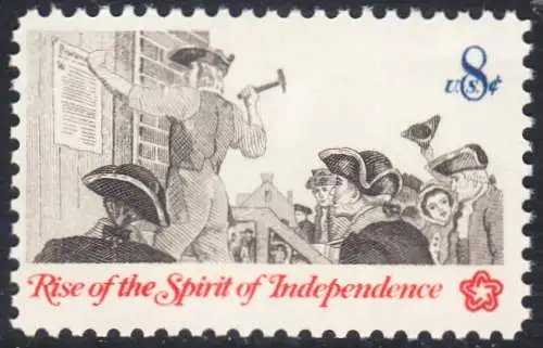 USA Michel 1094 / Scott 1477 postfrisch EINZELMARKE (a3) - 200 Jahre Unabhängigkeit der Vereinigten Staaten von Amerika (1976): Nachrichtenwesen zur Kolonialzeit; Anschlagen eines Flugblattes