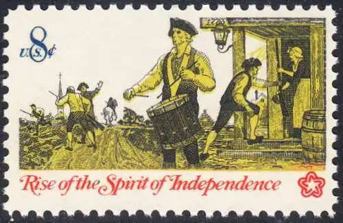 USA Michel 1121 / Scott 1479 postfrisch EINZELMARKE (a3) - 200 Jahre Unabhängigkeit der Vereinigten Staaten von Amerika (1976): Nachrichtenwesen zur Kolonialzeit; Trommler