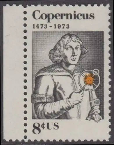 USA Michel 1095 / Scott 1488 postfrisch EINZELMARKE RAND links - Nikolaus Kopernikus (1473-1543), deutscher Astronom