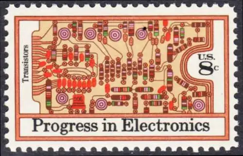 USA Michel 1114 / Scott 1501 postfrisch EINZELMARKE (a2) - Fortschritte in der Elektronik: Transistoren, bedruckte Schalttafel 