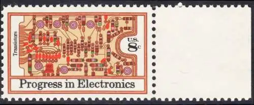USA Michel 1114 / Scott 1501 postfrisch EINZELMARKE RAND rechts (a2) - Fortschritte in der Elektronik: Transistoren, bedruckte Schalttafel 