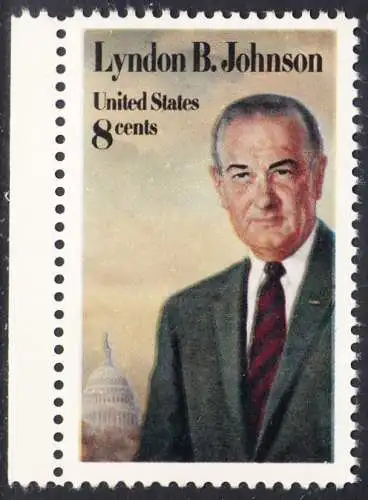 USA Michel 1118 / Scott 1503 postfrisch EINZELMARKE RAND links (a2) - Tod von Lyndon Baines Johnson; 36. Präsident