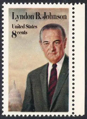 USA Michel 1118 / Scott 1503 postfrisch EINZELMARKE RAND rechts - Tod von Lyndon Baines Johnson; 36. Präsident