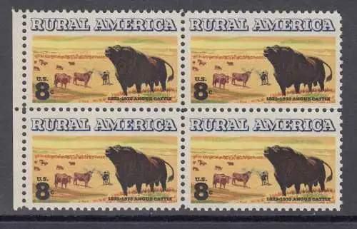 USA Michel 1122 / Scott 1504 postfrisch BLOCK RÄNDER links  (a2) - Ländliches Amerika: Schottisches Angus- und Langhornvieh