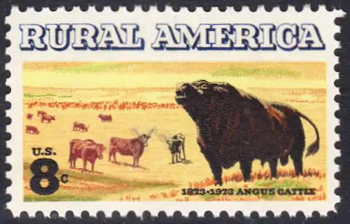 USA Michel 1122 / Scott 1504 postfrisch EINZELMARKE (a3) - Ländliches Amerika: Schottisches Angus- und Langhornvieh