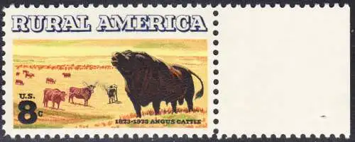 USA Michel 1122 / Scott 1504 postfrisch EINZELMARKE RAND rechts (a2) - Ländliches Amerika: Schottisches Angus- und Langhornvieh