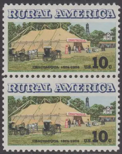 USA Michel 1154 / Scott 1505 postfrisch vert.PAAR - Ländliches Amerika: Versammlungszelt der Chautauqua-Organisation (religiöse Ferienschule)
