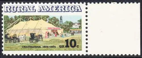 USA Michel 1154 / Scott 1505 postfrisch EINZELMARKE RAND rechts (a3) - Ländliches Amerika: Versammlungszelt der Chautauqua-Organisation (religiöse Ferienschule)