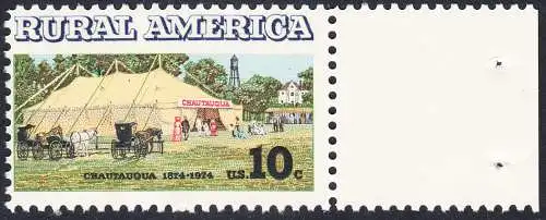USA Michel 1154 / Scott 1505 postfrisch EINZELMARKE RAND rechts (a4) - Ländliches Amerika: Versammlungszelt der Chautauqua-Organisation (religiöse Ferienschule)
