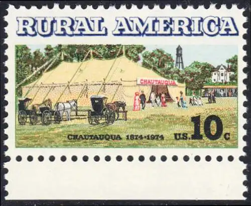 USA Michel 1154 / Scott 1505 postfrisch EINZELMARKE RAND unten (a2) - Ländliches Amerika: Versammlungszelt der Chautauqua-Organisation (religiöse Ferienschule)