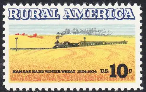 USA Michel 1155 / Scott 1506 postfrisch EINZELMARKE RAND unten (a4) - Ländliches Amerika: Zug zwischen Weizenfeldern 
