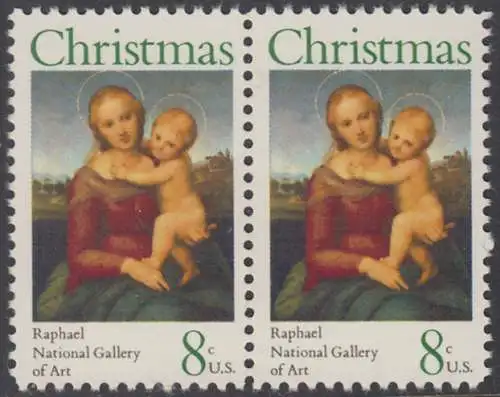 USA Michel 1123 / Scott 1507 postfrisch horiz.PAAR (a2) - Weihnachten; Kleine Cowper-Madonna