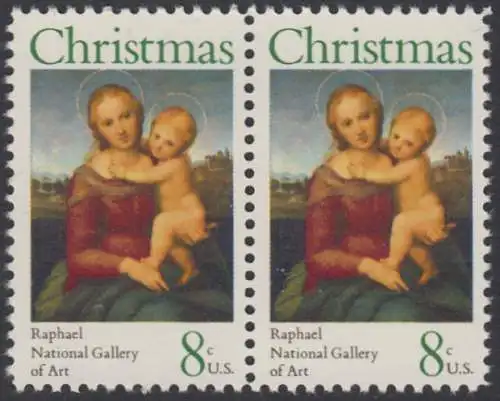 USA Michel 1123 / Scott 1507 postfrisch horiz.PAAR (a3) - Weihnachten; Kleine Cowper-Madonna