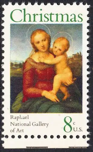 USA Michel 1123 / Scott 1507 postfrisch EINZELMARKE RAND oben (a1) - Weihnachten; Kleine Cowper-Madonna