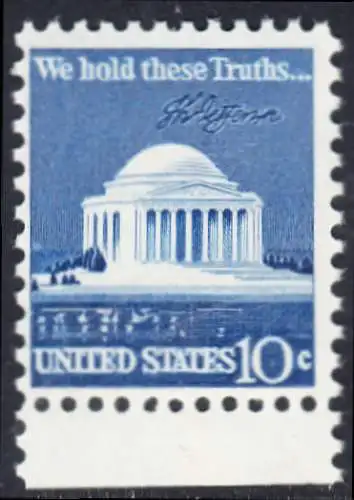 USA Michel 1127 / Scott 1510 postfrisch EINZELMARKE RAND unten (a1) - Jefferson-Denkmal, Washington, DC