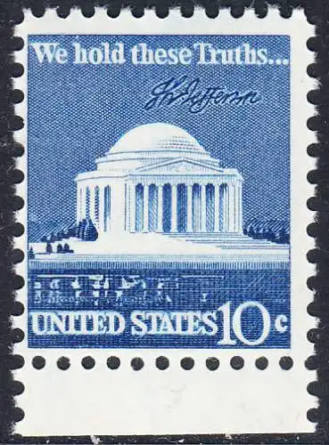 USA Michel 1127 / Scott 1510 postfrisch EINZELMARKE RAND unten (a2) - Jefferson-Denkmal, Washington, DC