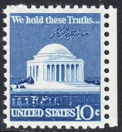 USA Michel 1127 / Scott 1510 postfrisch EINZELMARKE RAND rechts - Jefferson-Denkmal, Washington, DC